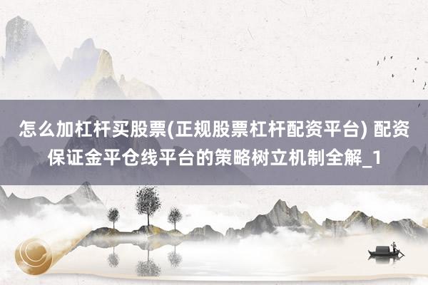 怎么加杠杆买股票(正规股票杠杆配资平台) 配资保证金平仓线平台的策略树立机制全解_1